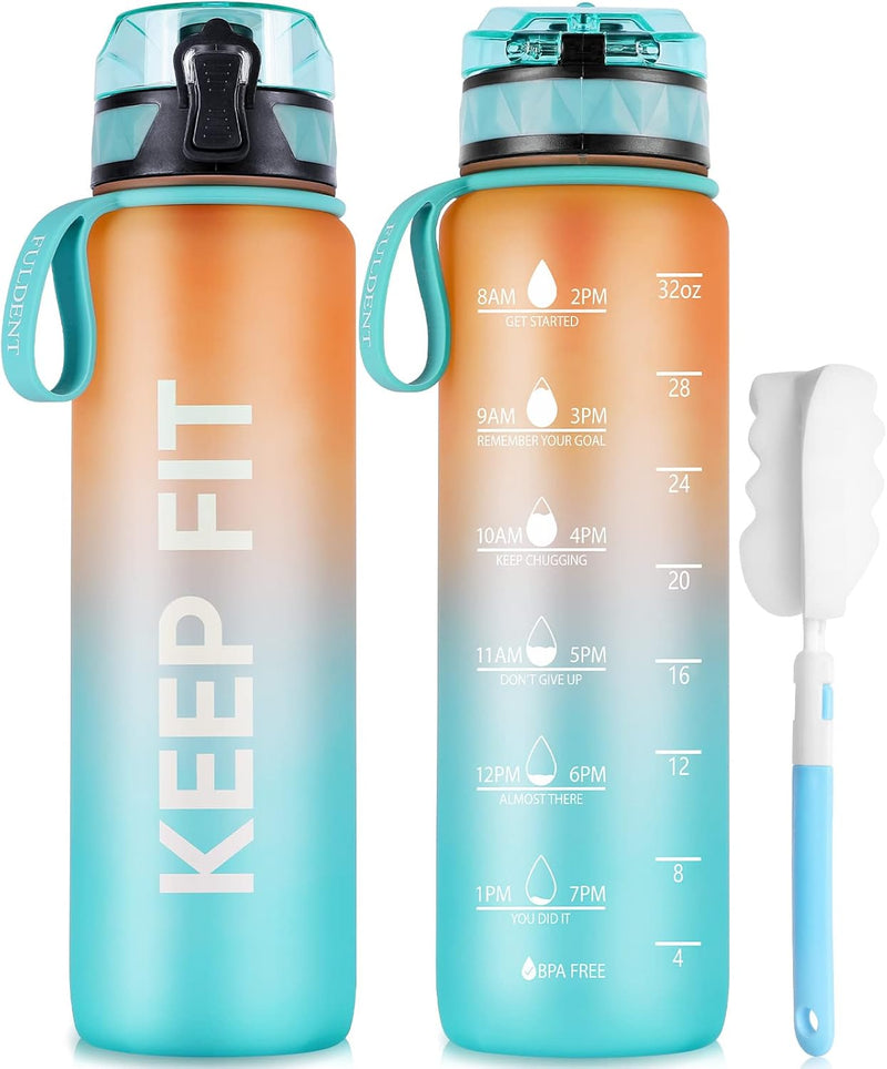 Trinkflasche 1L Sport Wasserflasche [Trinkflasche BPA Frei] Trinkflasche Mit Rutschfest Gummi Grip Geeignet Für Die Fahrrad, Outdoor, Schule, Gym