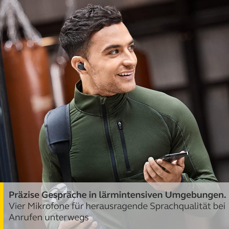 Jabra Elite 4 Active in Ear Bluetooth Earbuds - True Wireless Kopfhörer Mit Sicherem Sitz, 4 Eingebauten Mikrofonen, Aktiver Geräuschunterdrückung Und Anpassbarer Hearthrough Funktion - Schwarz