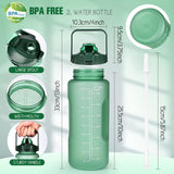 2L Trinkflasche BPA Free Sport Getränke Krug Mit Zeitmarkierung & Lock Abdeckung, 2000Ml Auslaufsichere Motivations Wasserflasche Mit Strohhalm, Tragbarer Griff Rosa Trinkflasche