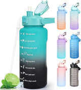 2L Trinkflasche BPA Free Sport Getränke Krug Mit Zeitmarkierung & Lock Abdeckung, 2000Ml Auslaufsichere Motivations Wasserflasche Mit Strohhalm, Tragbarer Griff Rosa Trinkflasche