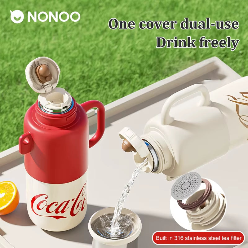 Coca-Cola Thermos Mug Large Capacity Stainless Steel Water Cup Cute High Value Portable Portable Kettle