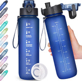 Trinkflasche, 1L Wasserflasche Bpa-Frei, Trinkflasche Sport Auslaufsicher, Sportflasche Mit Zeitmarkierung Für Fitness, Büro, Schule, Yoga, Outdoor