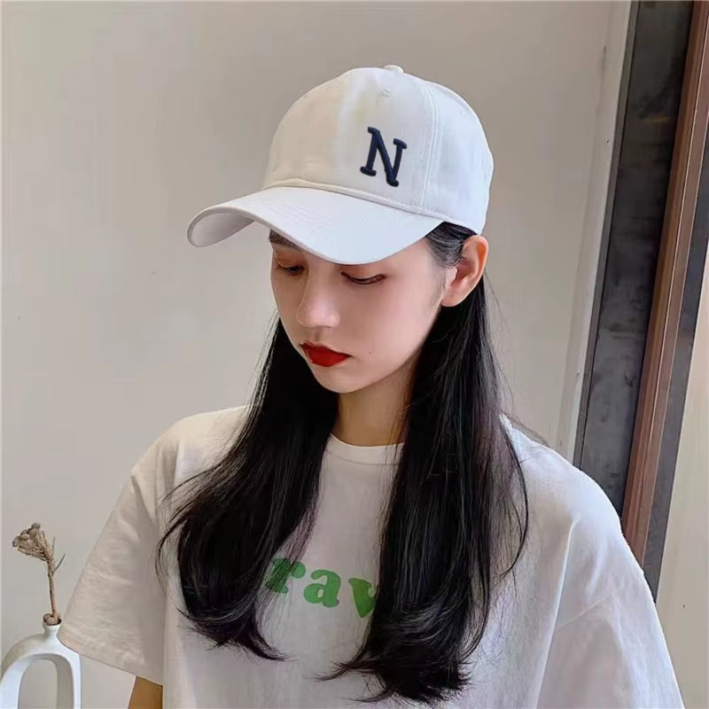 N Letter Embroidery Baseball Caps for Boy Girl Spring Summer Soft Cotton Adjustable Peaked Hats Women Outdoor Casual Sun Hat