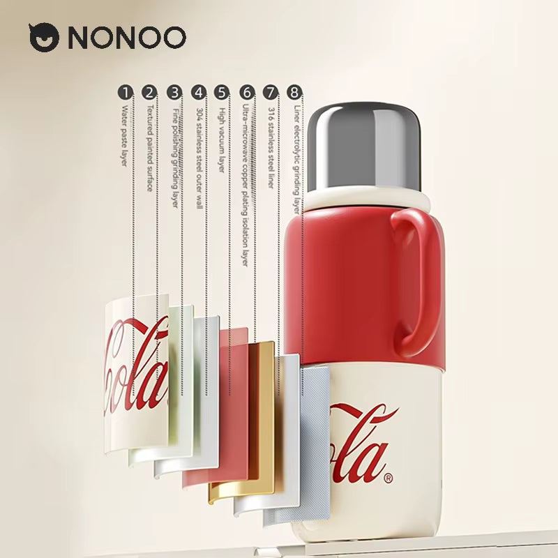 Coca-Cola Thermos Mug Large Capacity Stainless Steel Water Cup Cute High Value Portable Portable Kettle