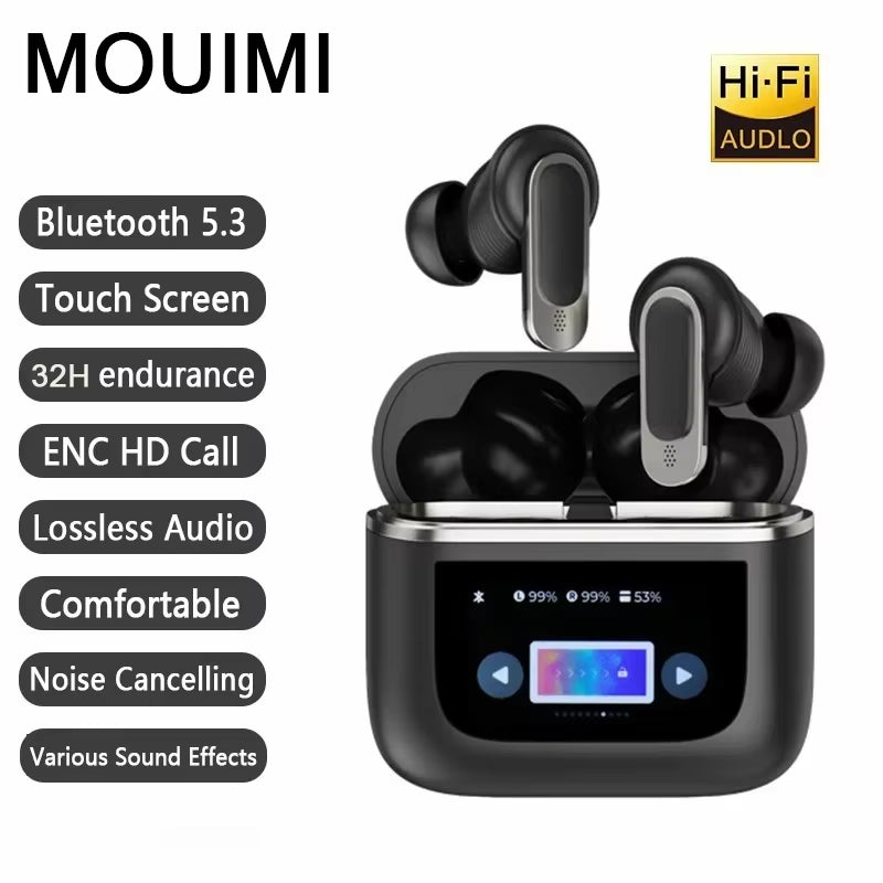 TWS Tour Pro 2 Earphone Wireless Bluetooth V8 Earbuds ANC Noise Cancelling Headphone in Ear Touch Screen Controls Headset