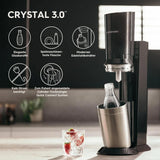 Sodastream Wassersprudler CRYSTAL 3.0 Mit Quick-Connect Co2-Zylinder| Inkl. 2X 0,8L CRYSTAL Glasflasche | Farbe: Titan