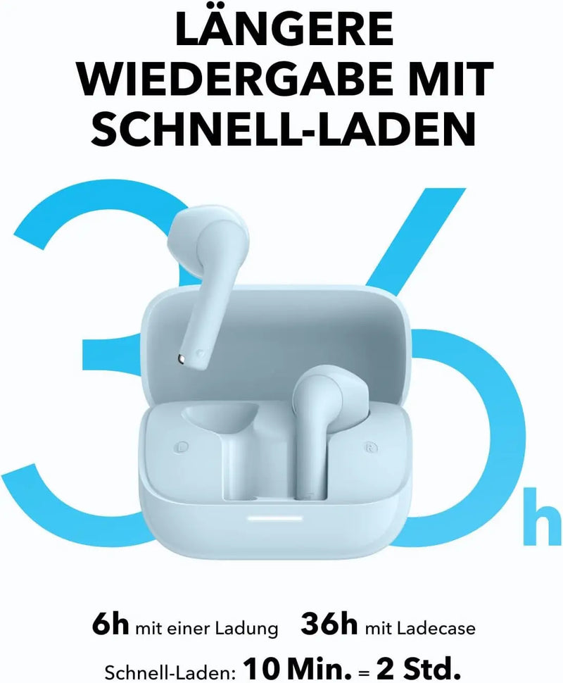 Soundcore K20I Von Anker, Semi-In-Ear Earbuds, Bluetooth Wireless, 36H Spielzeit, Schnell-Laden, Klarer Sound, Komfortable Passform, ENC 2-Mikrofone, Anpassbarer EQ, IPX5, Bluetooth 5.3, App-Steuerung