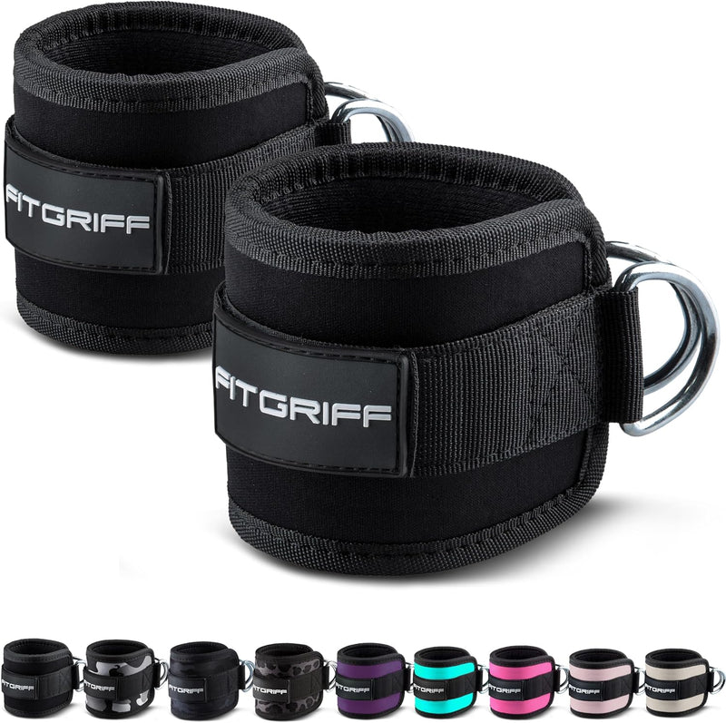 Fitgriff® Fußschlaufen V1 (Gepolstert) - Für Fitness Training Am Kabelzug - (2 Stück) Ankle Straps Für Frauen Und Männer