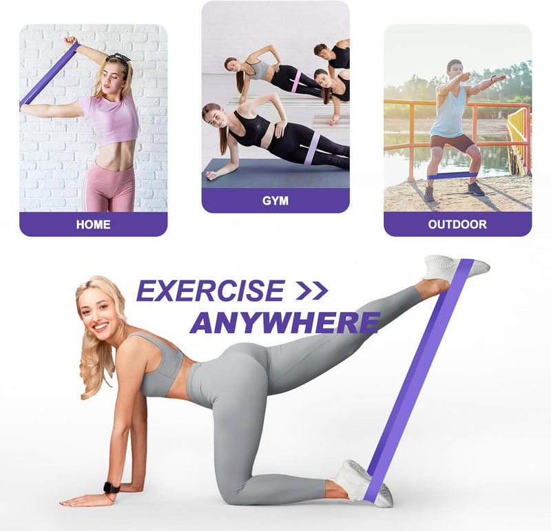 Fokky Fitnessbänder [5Er Set], 100% Naturlatex Fitnessband Mit Übungsanleitung Auf Deutsch & Tragebeutel Resistance Bands Widerstandsbänder Gymnastikband Für Muskelaufbau Pilates Yoga