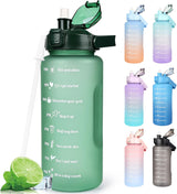 2L Trinkflasche BPA Free Sport Getränke Krug Mit Zeitmarkierung & Lock Abdeckung, 2000Ml Auslaufsichere Motivations Wasserflasche Mit Strohhalm, Tragbarer Griff Rosa Trinkflasche
