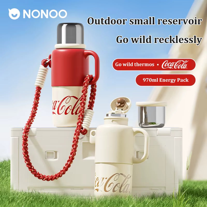 Coca-Cola Thermos Mug Large Capacity Stainless Steel Water Cup Cute High Value Portable Portable Kettle