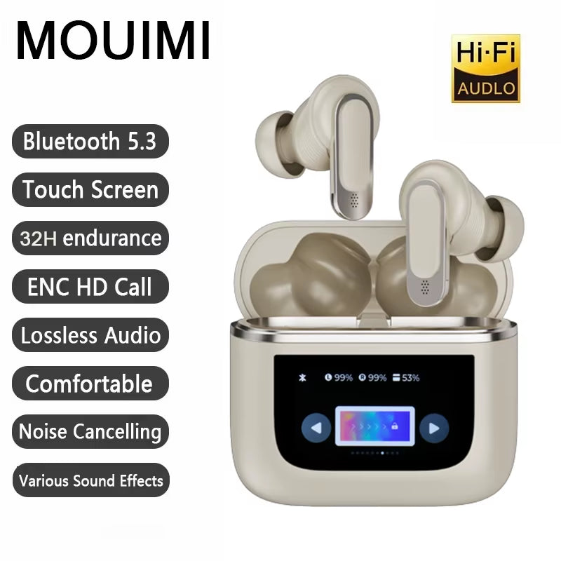 TWS Tour Pro 2 Earphone Wireless Bluetooth V8 Earbuds ANC Noise Cancelling Headphone in Ear Touch Screen Controls Headset