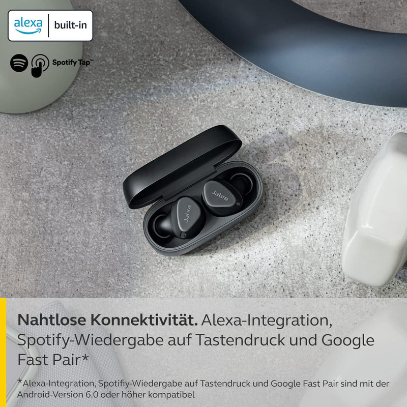 Jabra Elite 4 Active in Ear Bluetooth Earbuds - True Wireless Kopfhörer Mit Sicherem Sitz, 4 Eingebauten Mikrofonen, Aktiver Geräuschunterdrückung Und Anpassbarer Hearthrough Funktion - Schwarz