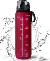 Trinkflasche 1L Sport Wasserflasche [Trinkflasche BPA Frei] Trinkflasche Mit Rutschfest Gummi Grip Geeignet Für Die Fahrrad, Outdoor, Schule, Gym