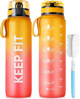 Trinkflasche 1L Sport Wasserflasche [Trinkflasche BPA Frei] Trinkflasche Mit Rutschfest Gummi Grip Geeignet Für Die Fahrrad, Outdoor, Schule, Gym