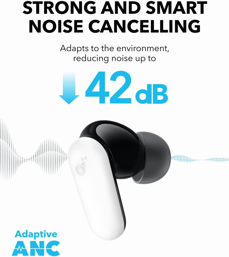 Soundcore P30I by Anker Noise Cancelling Earbuds,45H Spielzeit, 2-In-1 Case Und Handyständer, IP54, Kabellose Kopfhörer, Bluetooth 5.4, App Steuerung (Generalüberholt)