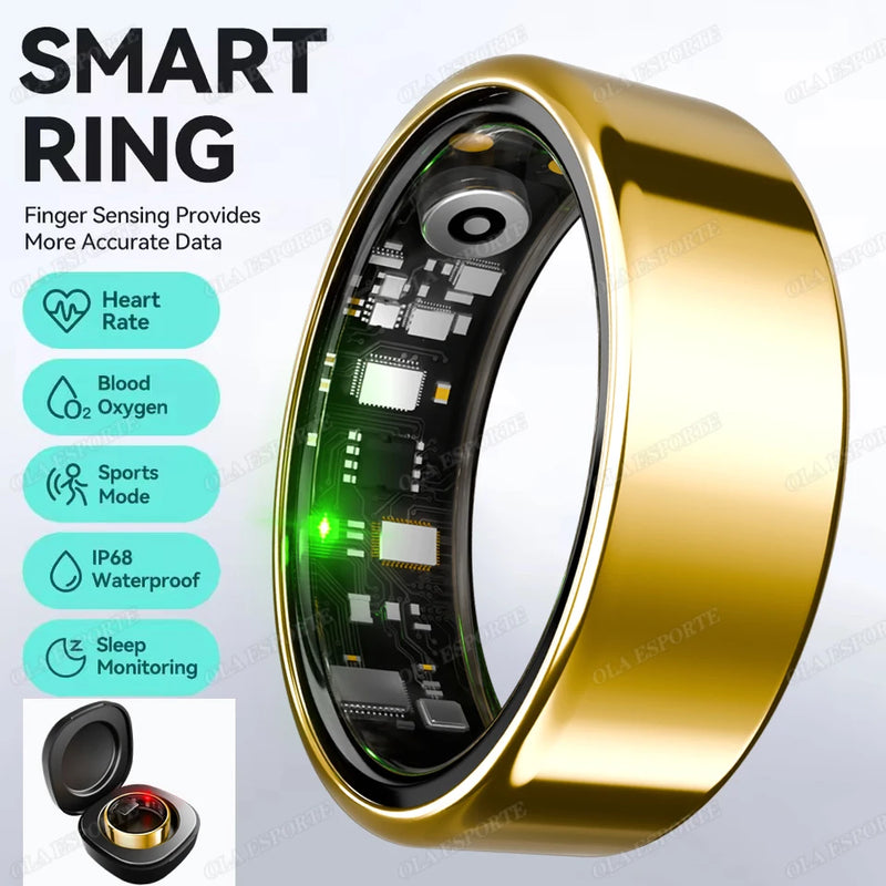 R09 Smart Ring mit Gesundheitsüberwachung – Herzfrequenz, Blutsauerstoff, Temperatur, 5ATM Wasserdicht