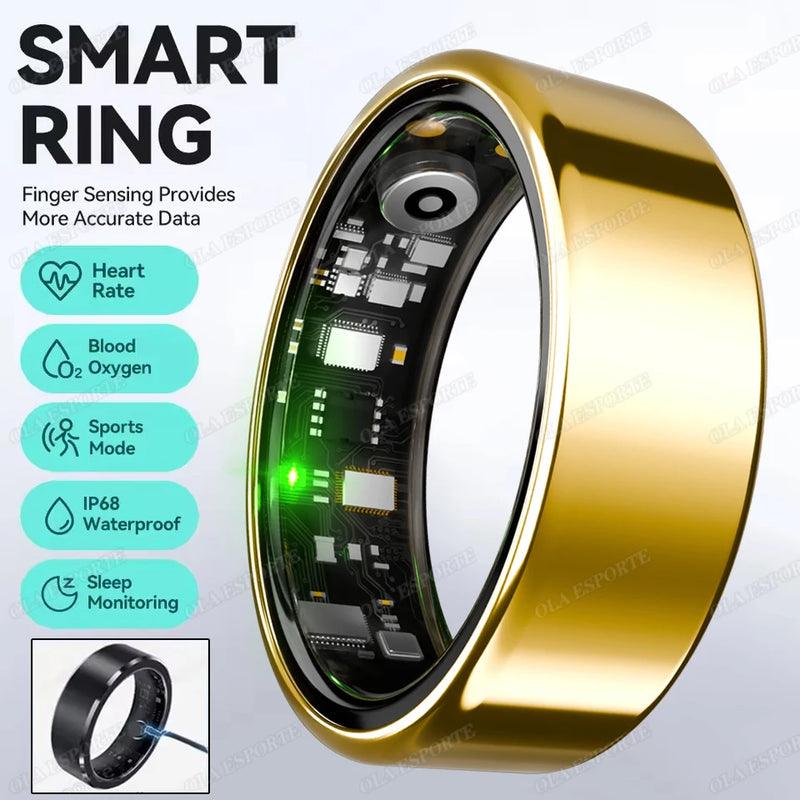 R09 Smart Ring mit Gesundheitsüberwachung – Herzfrequenz, Blutsauerstoff, Temperatur, 5ATM Wasserdicht