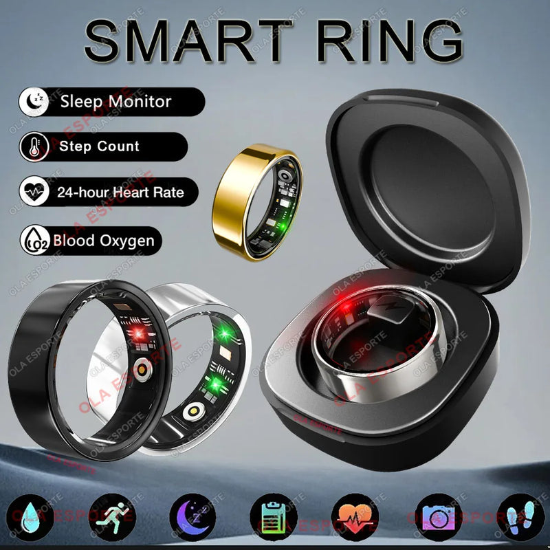 R09 Smart Ring mit Gesundheitsüberwachung – Herzfrequenz, Blutsauerstoff, Temperatur, 5ATM Wasserdicht