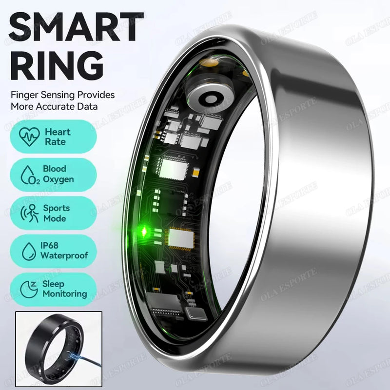 R09 Smart Ring mit Gesundheitsüberwachung – Herzfrequenz, Blutsauerstoff, Temperatur, 5ATM Wasserdicht