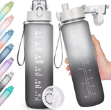 Trinkflasche, 1L Wasserflasche Bpa-Frei, Trinkflasche Sport Auslaufsicher, Sportflasche Mit Zeitmarkierung Für Fitness, Büro, Schule, Yoga, Outdoor