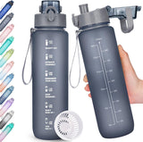 Trinkflasche, 1L Wasserflasche Bpa-Frei, Trinkflasche Sport Auslaufsicher, Sportflasche Mit Zeitmarkierung Für Fitness, Büro, Schule, Yoga, Outdoor
