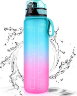Trinkflasche 1L Sport Wasserflasche [Trinkflasche BPA Frei] Trinkflasche Mit Rutschfest Gummi Grip Geeignet Für Die Fahrrad, Outdoor, Schule, Gym