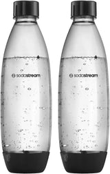 Sodastream 1L Bpa-Freie FUSE Kunststoffflasche Schwarz | Spülmaschinengeeignet | Kompatibel Mit DUO, E-DUO, Terra, Uvm. | 2Er-Pack