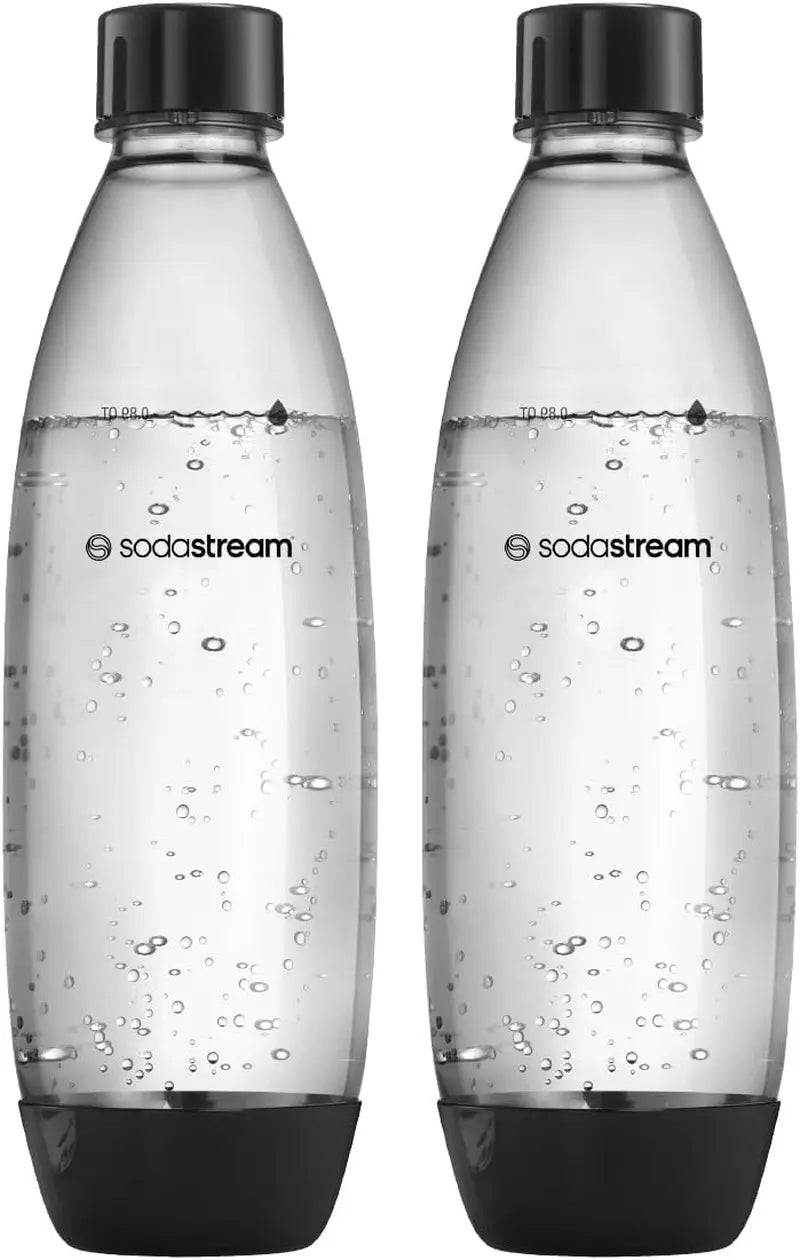 Sodastream 1L Bpa-Freie FUSE Kunststoffflasche Schwarz | Spülmaschinengeeignet | Kompatibel Mit DUO, E-DUO, Terra, Uvm. | 2Er-Pack