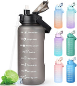 2L Trinkflasche BPA Free Sport Getränke Krug Mit Zeitmarkierung & Lock Abdeckung, 2000Ml Auslaufsichere Motivations Wasserflasche Mit Strohhalm, Tragbarer Griff Rosa Trinkflasche