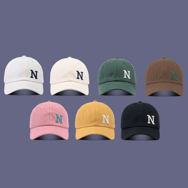 N Letter Embroidery Baseball Caps for Boy Girl Spring Summer Soft Cotton Adjustable Peaked Hats Women Outdoor Casual Sun Hat