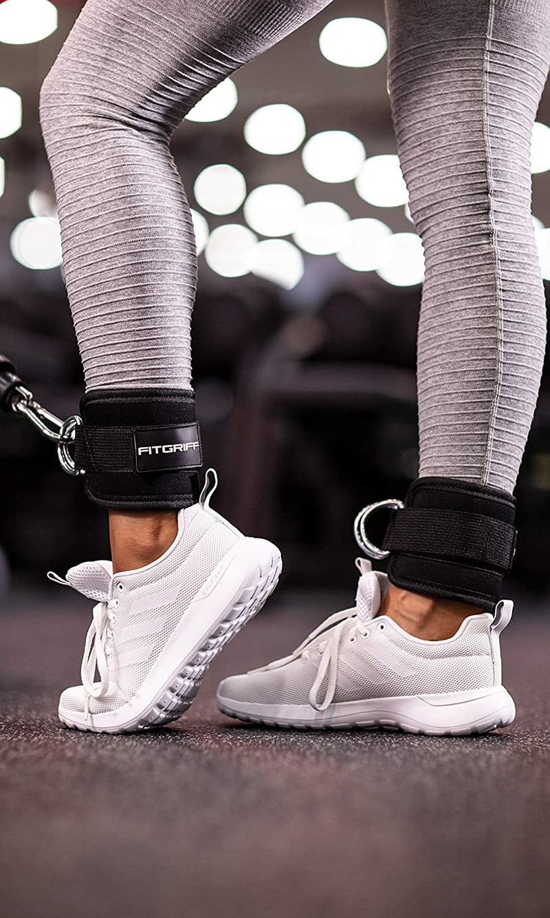 Fitgriff® Fußschlaufen V1 (Gepolstert) - Für Fitness Training Am Kabelzug - (2 Stück) Ankle Straps Für Frauen Und Männer