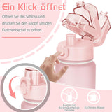 Trinkflasche, 1L Wasserflasche Bpa-Frei, Trinkflasche Sport Auslaufsicher, Sportflasche Mit Zeitmarkierung Für Fitness, Büro, Schule, Yoga, Outdoor