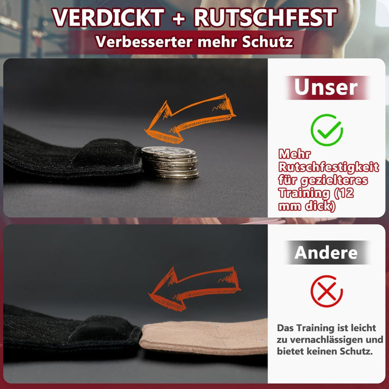 Power Zughilfen Krafttraining, Fast Grip Leder Zughilfe-Handgelenksbandage Für Bodybuilding, Fitness, Crossfit, Krafttraining, Powerlifting - Lifting Straps Für Frauen Und Männer, Schwarz