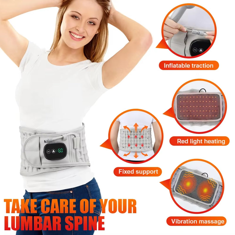 Inflatable Waist Massager, Heated Vibration Massage, Airbag Support, Back Brace Belt, Lumbar Protect,Back Muscle Relax
