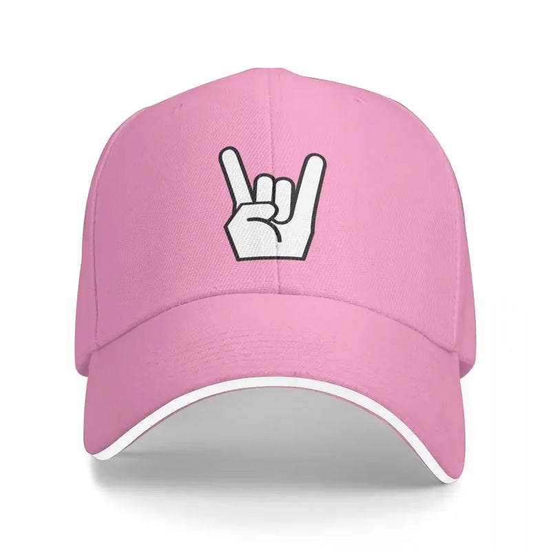 Rock Devil Horns Simple Icon Baseball Cap Anime Male Adjustable Hat Girl Men'S Streetwear for Sun Protection
