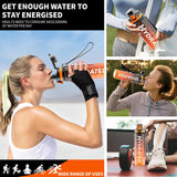 Trinkflasche, 1L Wasserflasche Auslaufsicher Bpa-Frei Aus Tritan, 1 Liter Trinkflasche Sport Mit Zeitmarkierung Und Abnehmbare Schnürung, Flasche Für Fitnessstudio, Oudoor, Gym, Schule