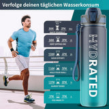 Trinkflasche, 1L Bpa-Frei Tritan Wasserflasche Mit Strohhalm, Trinkflasche Sport Auslaufsicher Mit Zeitmarkierung Und Bürste, Sportflasche Für Fitness, Schule, Yoga, Outdoor(1 Flasche)