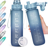Trinkflasche, 1L Wasserflasche Bpa-Frei, Trinkflasche Sport Auslaufsicher, Sportflasche Mit Zeitmarkierung Für Fitness, Büro, Schule, Yoga, Outdoor