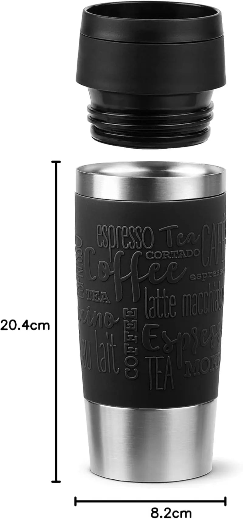 Emsa N20202 Travel Mug Classic Isolierbecher 0,36 Liter | Neuer Komfort-Schraubverschluss | Edelstahl | 4H Heiß Und 8H Kalt | 100% Dicht | Spülmaschinenfest | 360°-Trinköffnung | Schwarz
