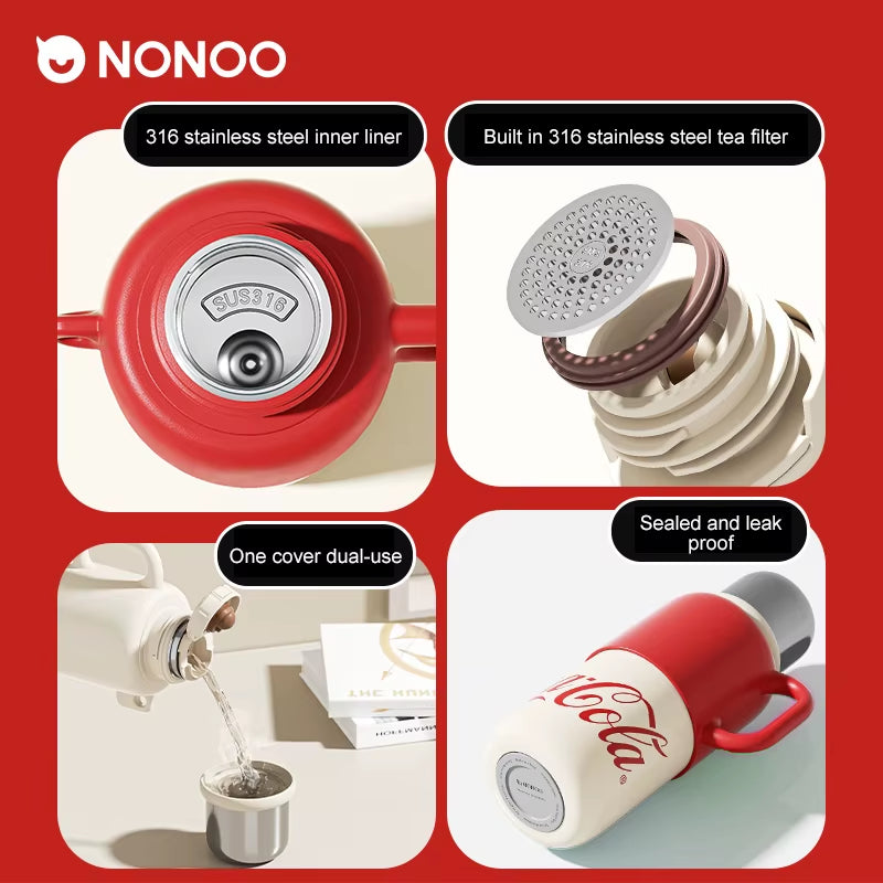 Coca-Cola Thermos Mug Large Capacity Stainless Steel Water Cup Cute High Value Portable Portable Kettle