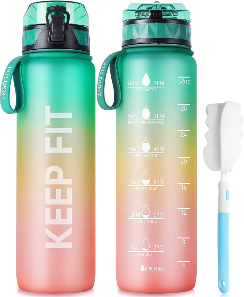 Trinkflasche 1L Sport Wasserflasche [Trinkflasche BPA Frei] Trinkflasche Mit Rutschfest Gummi Grip Geeignet Für Die Fahrrad, Outdoor, Schule, Gym