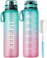 Trinkflasche 1L Sport Wasserflasche [Trinkflasche BPA Frei] Trinkflasche Mit Rutschfest Gummi Grip Geeignet Für Die Fahrrad, Outdoor, Schule, Gym