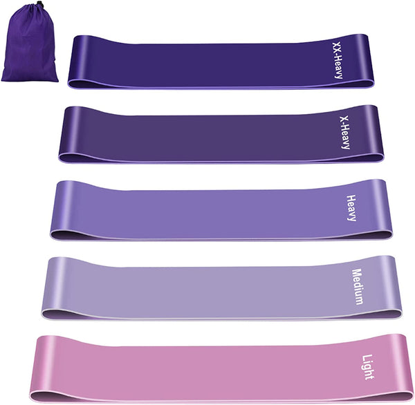 Fokky Fitnessbänder [5Er Set], 100% Naturlatex Fitnessband Mit Übungsanleitung Auf Deutsch & Tragebeutel Resistance Bands Widerstandsbänder Gymnastikband Für Muskelaufbau Pilates Yoga