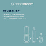 Sodastream Wassersprudler CRYSTAL 3.0 Mit Quick-Connect Co2-Zylinder| Inkl. 2X 0,8L CRYSTAL Glasflasche | Farbe: Titan