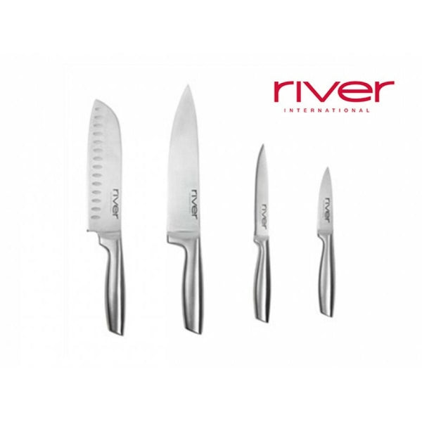 Messer-Set Edelstahl 4-teilig | Scharf, rostfrei & langlebig | Chefmesser, Santoku, Universalmesser & Schälmesser Homestro
